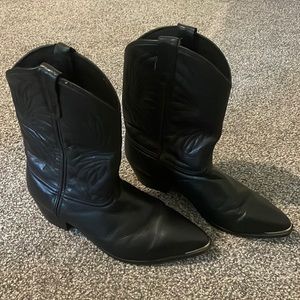 Vintage Leather Black Cowboy Boot